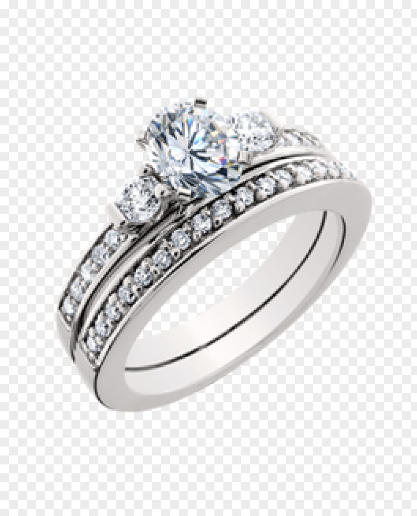 3 Stone Bridal Sets Wedding Ring Platinum Engagement Gold PNG