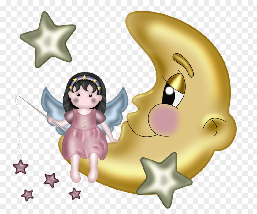 Moon And Angel Blessing God Night PNG