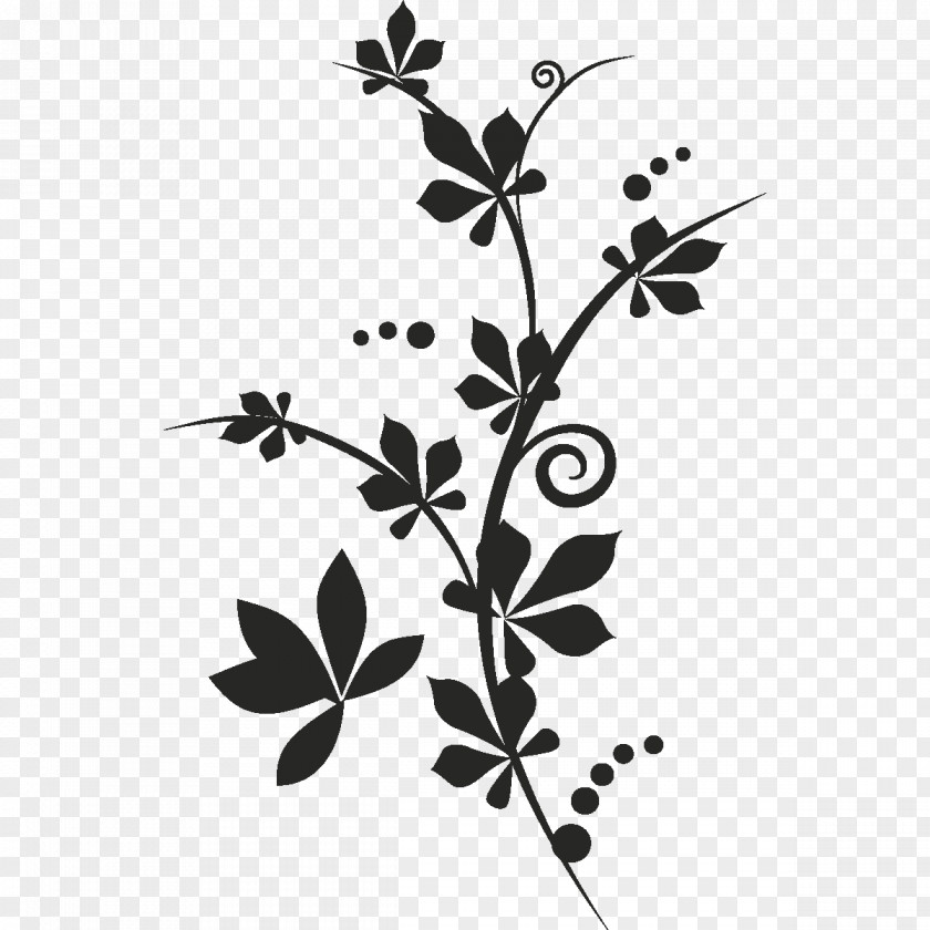 Floral Motif Wall Decal Sticker PNG