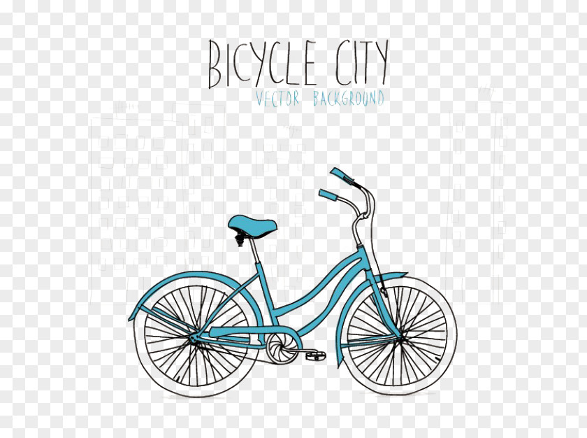 Blue Bike Bicycle Cycling Drawing PNG