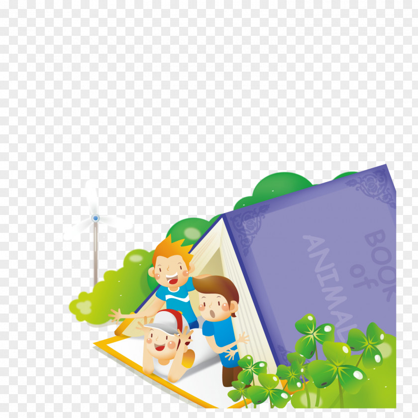 Drill A Child In Book Cartoon Illustration PNG