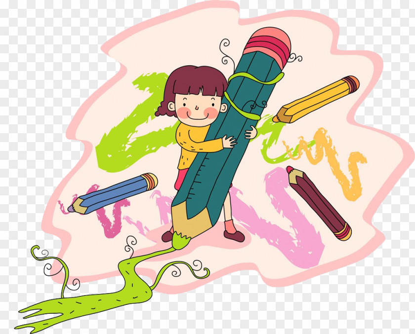 Cartoon Child Holding A Brush Paintbrush Painting PNG