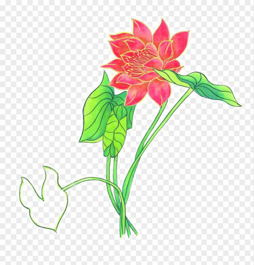 Color Ink Lotus Floral Design Chinese Painting Wash PNG