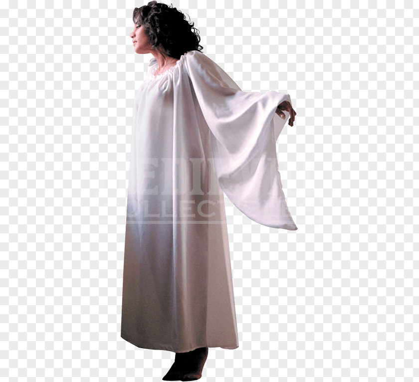 Silk Chemise Robe Bell Sleeve Shoulder Costume PNG