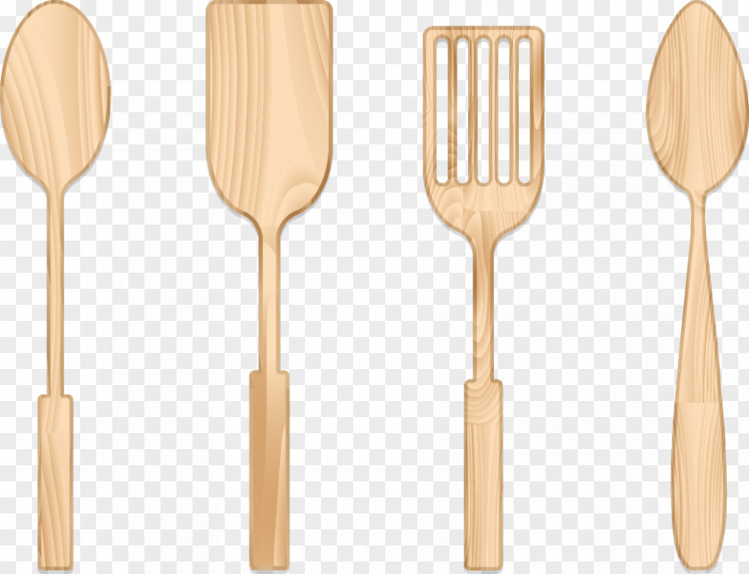 Vector Wooden Spoon Set Fork PNG