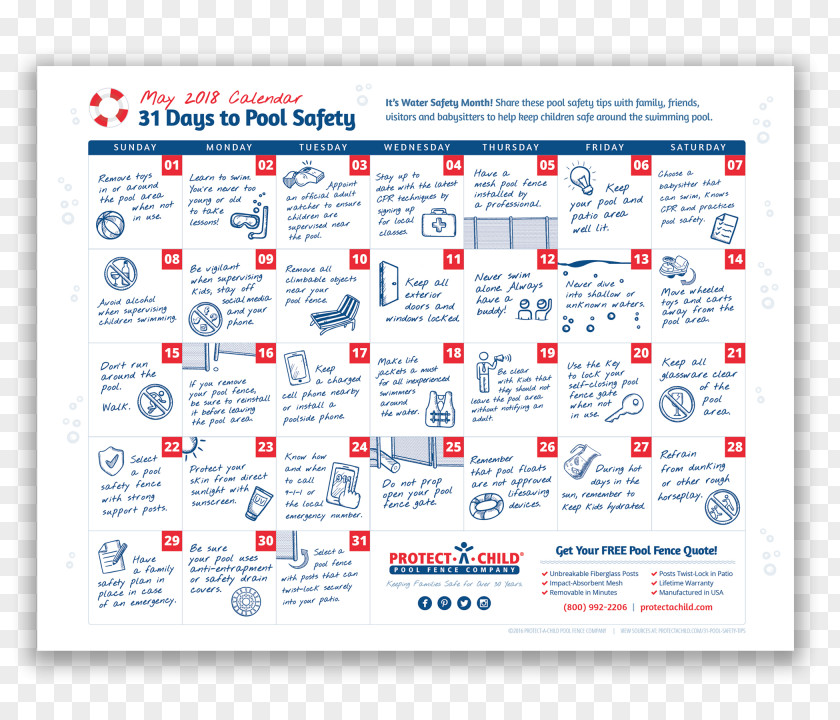 Calendar May 2018 Worksheet Pool Fence Swimming Hotel Infographic PNG