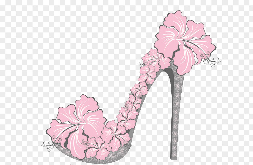 Pink High Heels Shoe Flower PNG