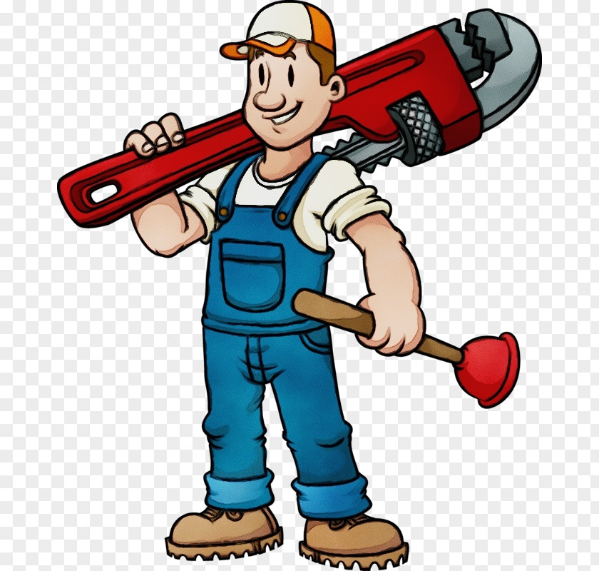 Tradesman Auto Mechanic Cartoon Clip Art Solid Swing+hit Plumber Construction Worker PNG