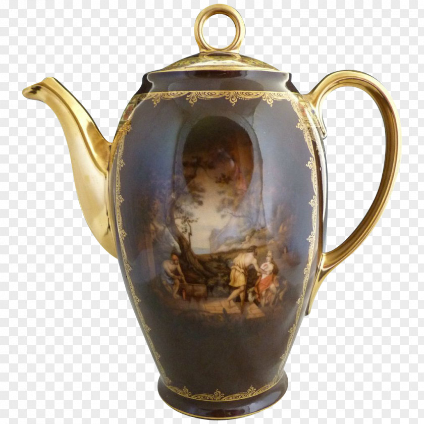 Antique Teapot Porcelain Portrait Demitasse PNG