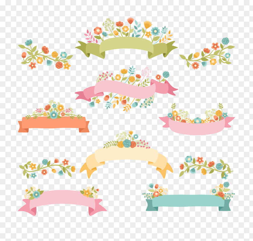 Ribbon Banner Watercolor Clip Art PNG