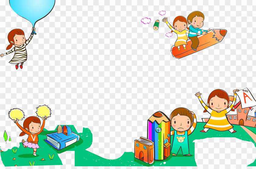 Cartoon Children Book Pencil Decoration Background Drawing PNG