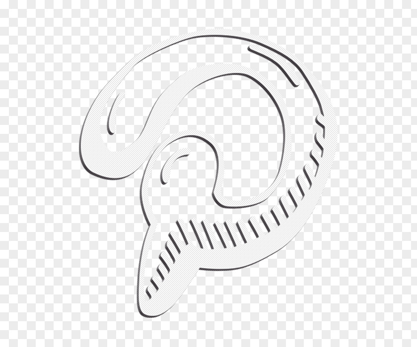 Ear Silver Hand Drawn Icon Pinterest Social PNG