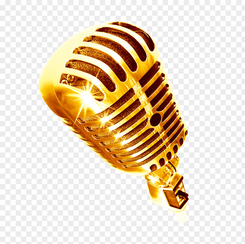 Gold Microphone Icon PNG