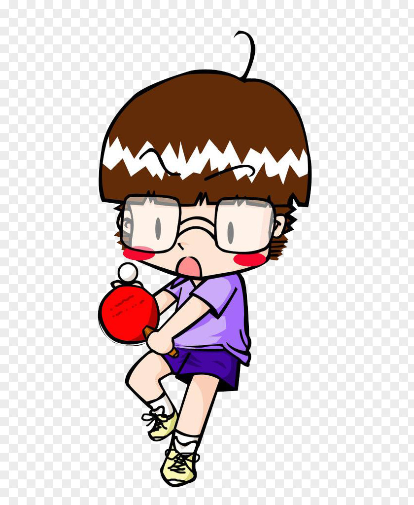 Playing Table Tennis With Glasses Play Cartoon PNG