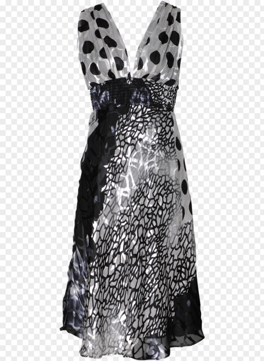 Silk Print Cocktail Dress Neck Black M PNG