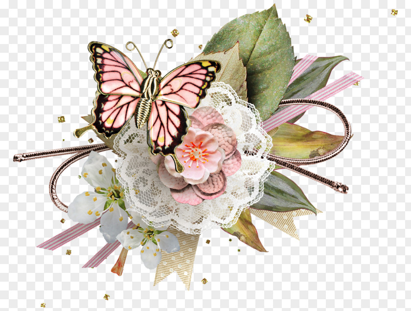 Butterfly Cut Flowers Clip Art PNG