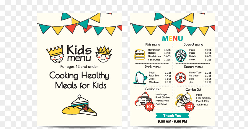 Vector Children's Menu Kids Meal Fast Food Breakfast PNG