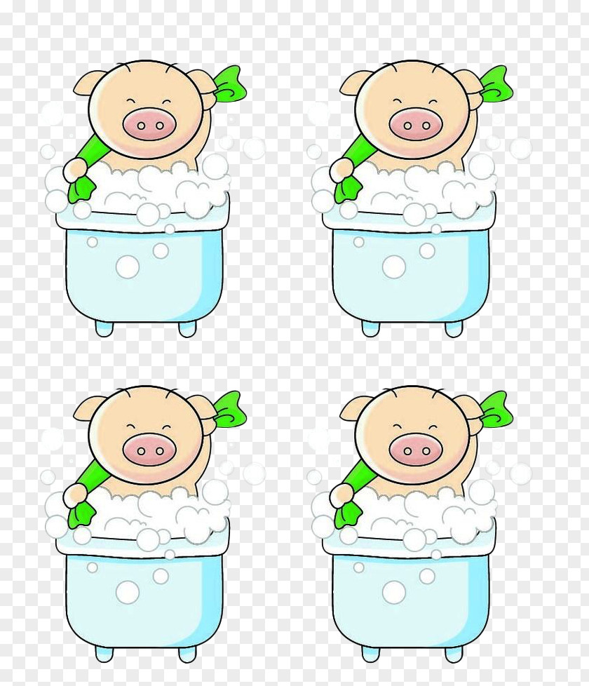 Four Identical Pig Baby Shower Pictures Clip Art PNG