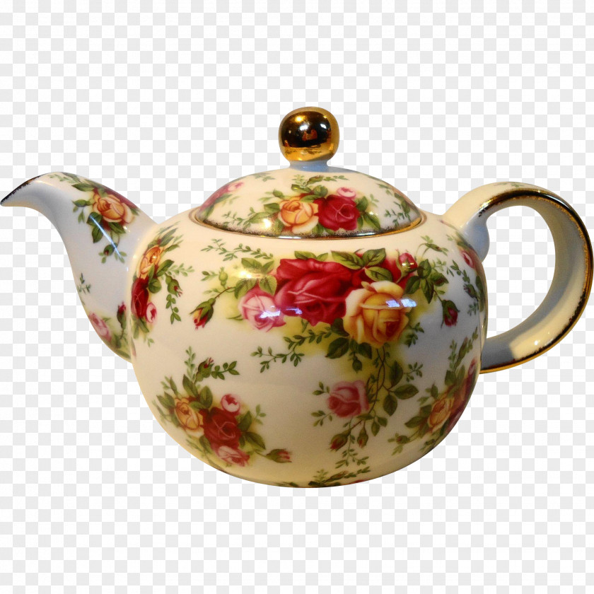 Tea Teapot Porcelain Tableware Old Country Roses PNG