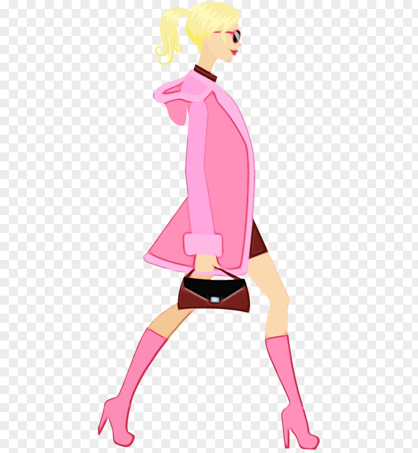 Style Pink Girl Cartoon PNG
