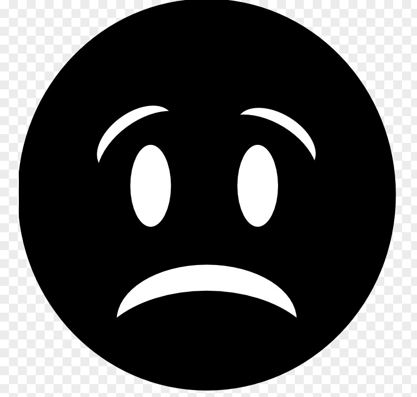 Black And White Sad Face Sadness Smiley Frown Clip Art PNG