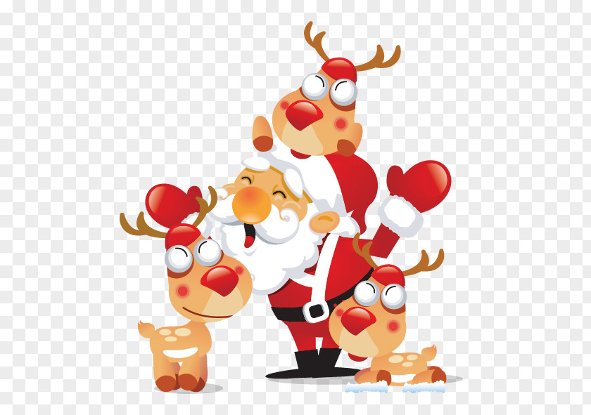 Santa Claus And Elk Are Reindeer Christmas PNG