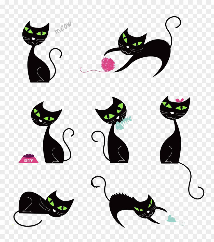 Black Cat Persian Cuteness Child Illustration PNG