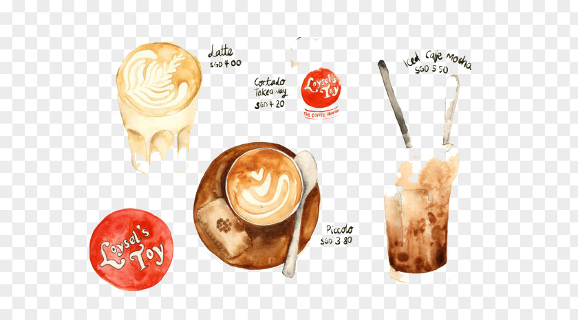 Watercolor Coffee Turkish Tea Cafe Illustration PNG