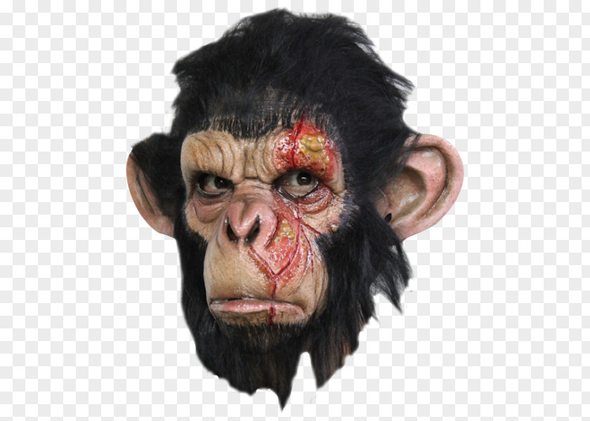 Mask Chimpanzee Ape Latex Halloween Costume PNG