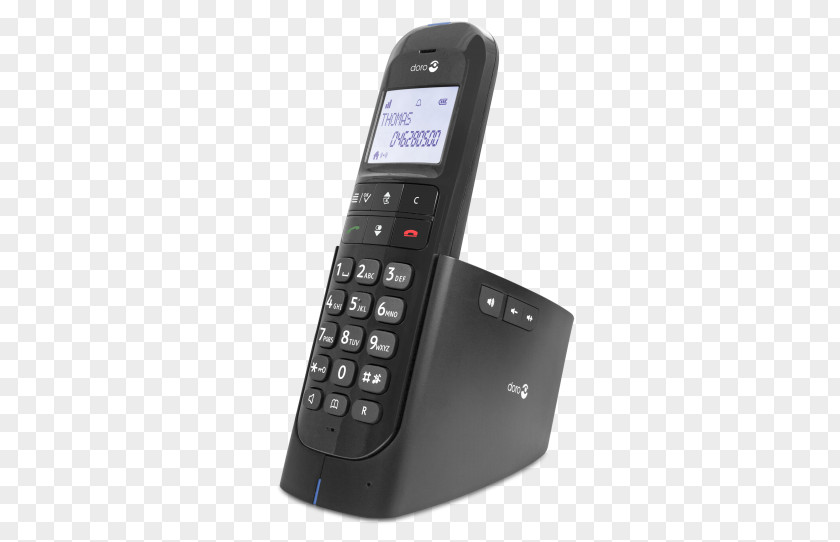 Black And Elegant Cordless Telephone Digital Enhanced Telecommunications Handset Answering Machines PNG