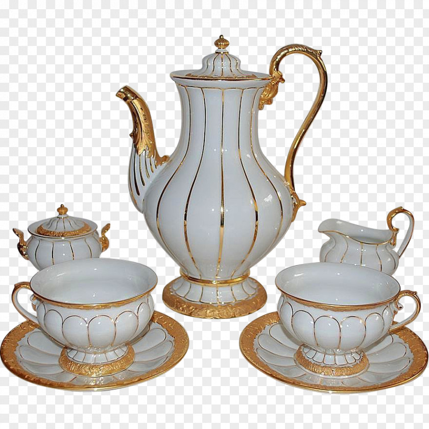 Gold Pot Meissen Porcelain Teapot Coffee PNG