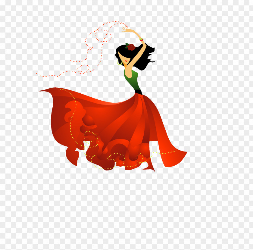 Vector Hand-painted Dancers 5-Minute Spanish Dance PNG