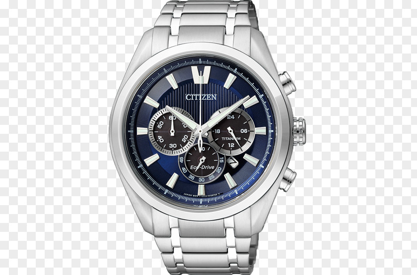Citizen Watches Silver Blue Men's Watch Eco-Drive Holdings Titanium Chronograph PNG