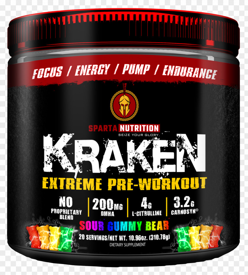 JBL Extreme Dietary Supplement Sparta Nutrition Kraken Pre-Workout Powder 40 Servings Candy Bodybuilding PNG