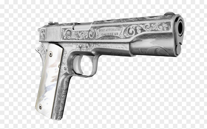 Engraved M1911 Pistol Firearm Gun Weapon Revolver PNG