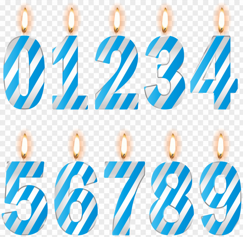 Numbers Birthday Candles Blue Clip Art Image PNG