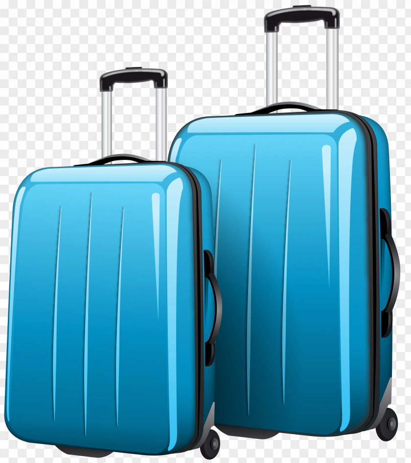 Two Blue Travel Bags Clipart Picture Suitcase Bag Clip Art PNG