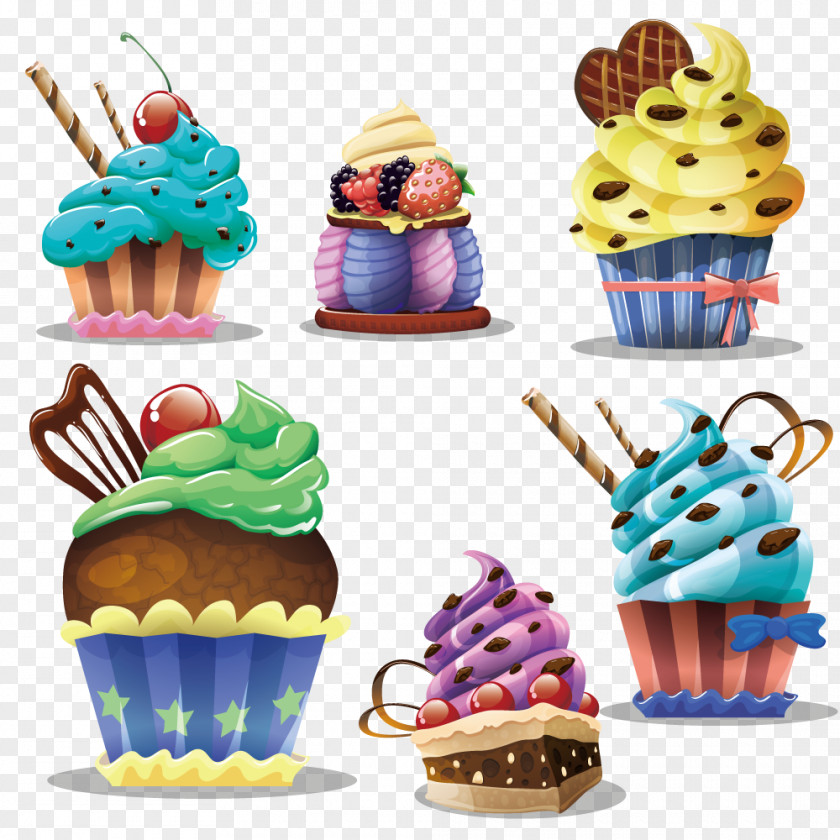 A Variety Of Ice Cream Milkshake Cupcake Sundae PNG