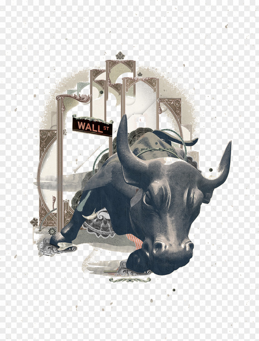 Black Bull Pattern Charging Graphic Design Poster PNG