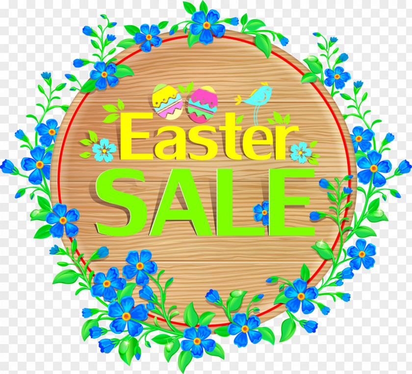 Flower Border Easter Bunny Sales Illustration PNG