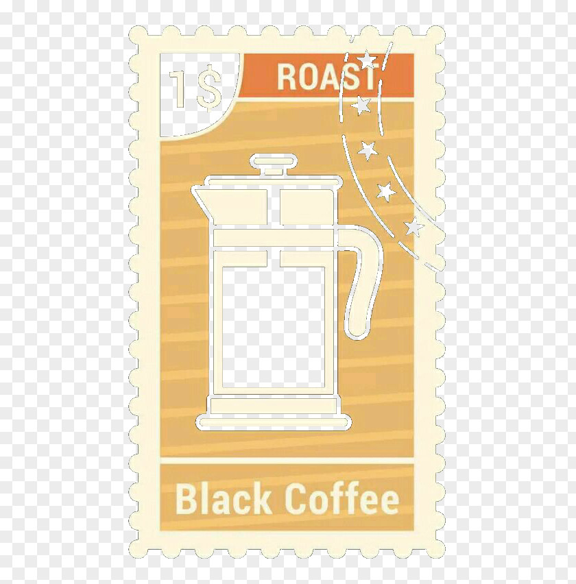 Black Coffee Orange Stamps Bean Espresso Cafe PNG