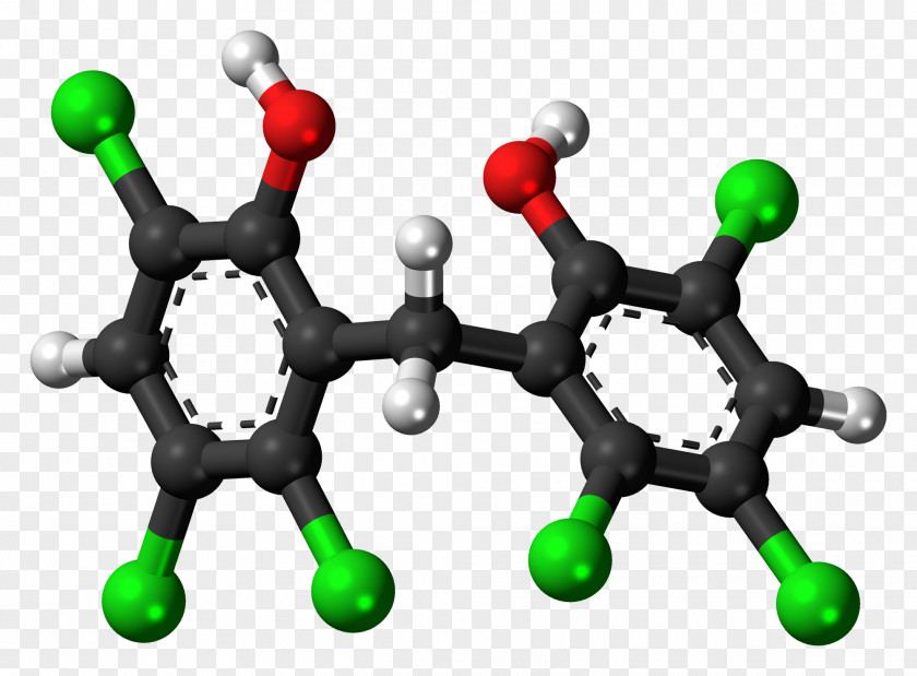Hexachlorophene Ball-and-stick Model Molecule Chemistry Hypochlorite PNG
