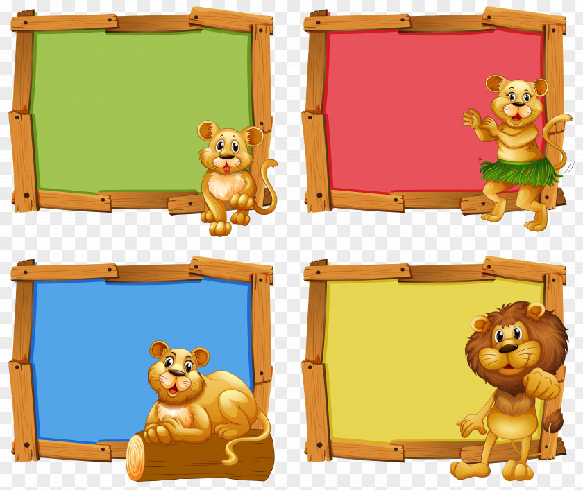 Vector Cartoon Lion Picture Frame Royalty-free Illustration PNG