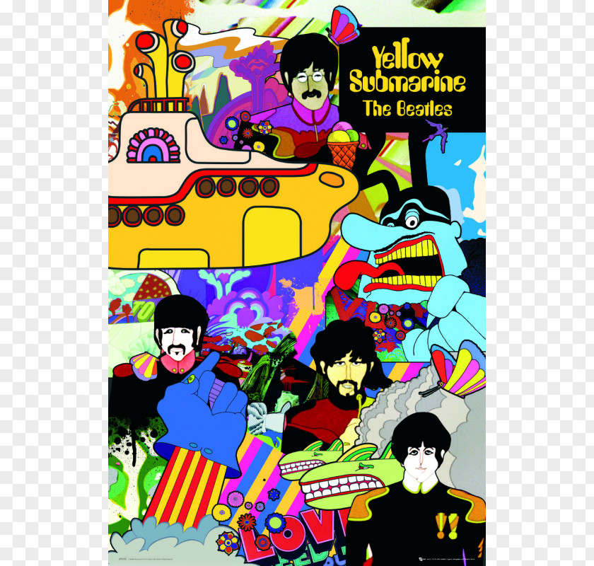 Yellow Submarine The Beatles Sgt. Pepper's Lonely Hearts Club Band Poster Abbey Road PNG