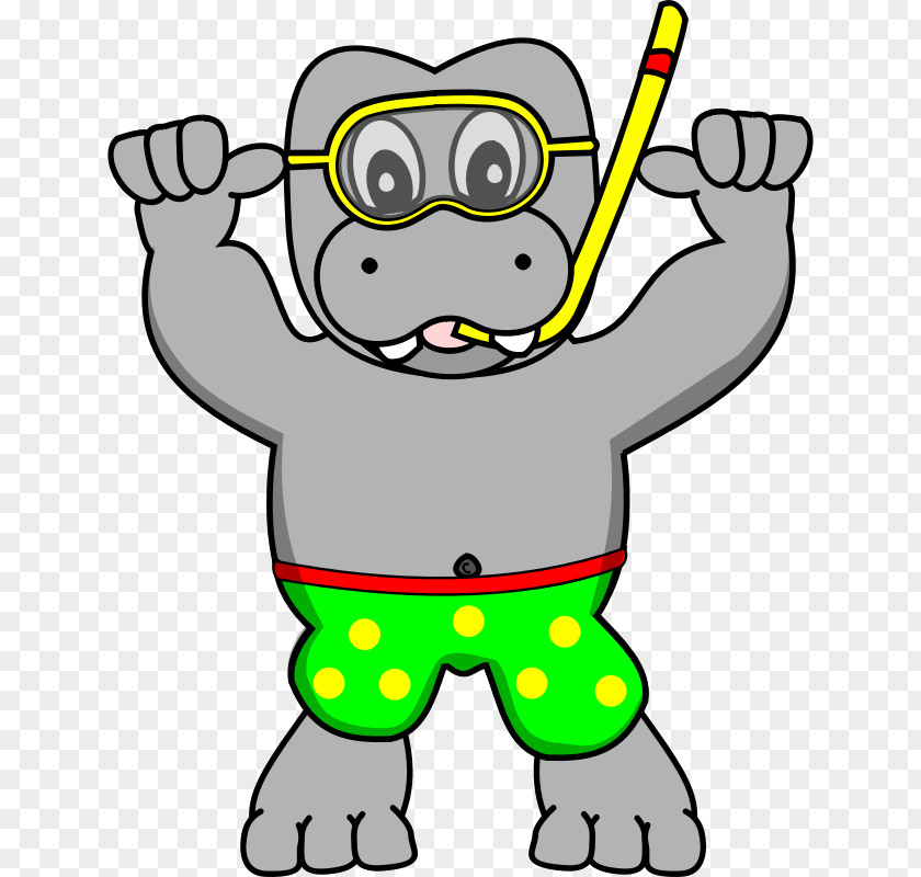 Cartoon Pictures Of The Beach Hippopotamus Diving & Snorkeling Masks Clip Art PNG