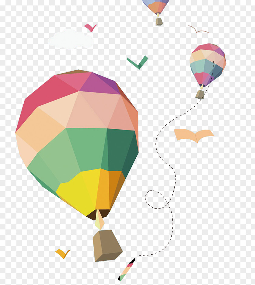 Color Mosaic Hot Air Balloon Cartoon Comics PNG