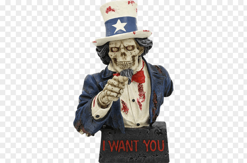 Skull Uncle Sam Figurine Statue Model Figure PNG