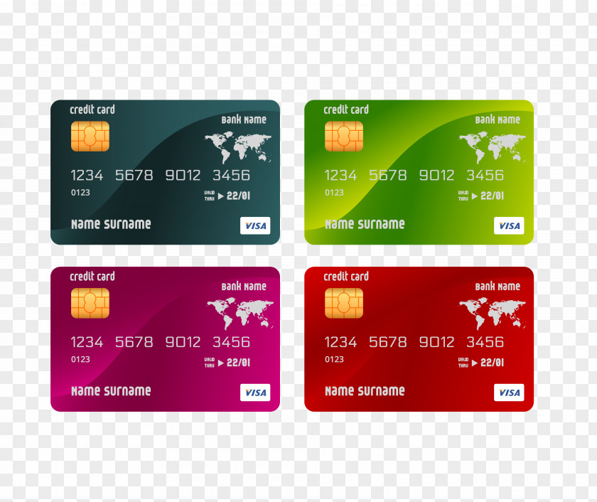 Color Bank Card Credit ATM Template PNG