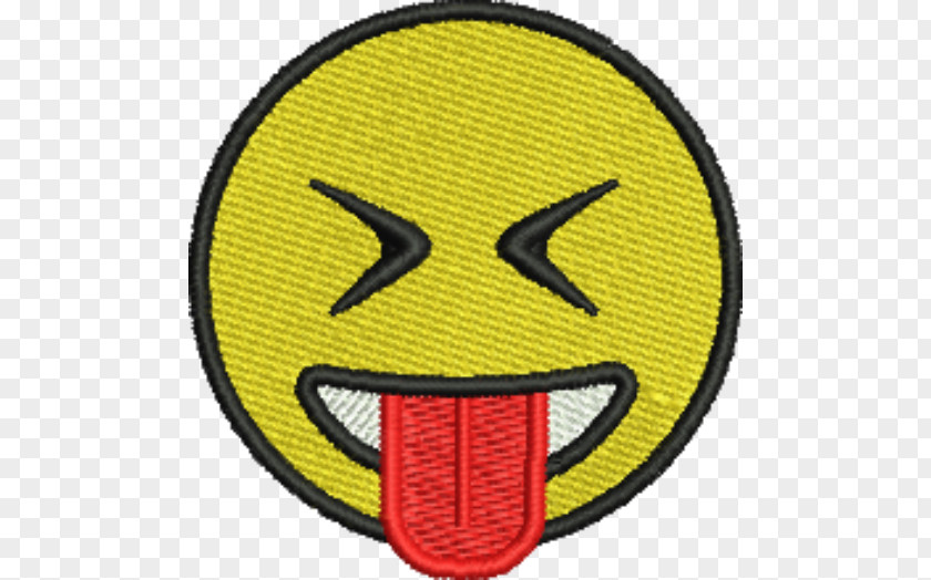 Stick Tongue Emoji Smiley Embroidered Patch Emblem PNG