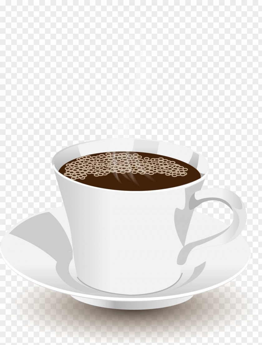 Vector Hand-painted Coffee White Cup Milk Saucer PNG
